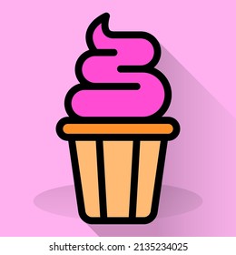 simple illustration cup cake icon design, best used for cafe or restaurant banner or web application.