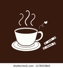 simple illustration of a cup of hot coffee. suitable for coffee shop icons, coffee menus, or can be printed as a cute wall hanging in a modern dining room or kitchen