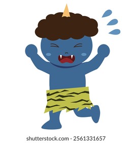 A simple illustration of a cute blue demon