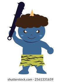 A simple illustration of a cute blue demon