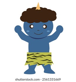 A simple illustration of a cute blue demon