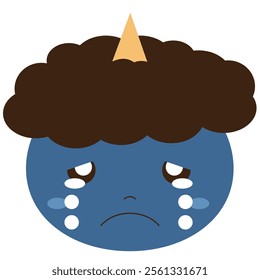 A simple illustration of a cute blue demon