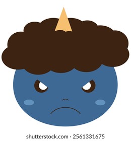 A simple illustration of a cute blue demon