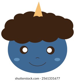 A simple illustration of a cute blue demon