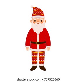 simple illustration of cute cartoon santa clause on white background. can be used for greeting cards, party invitations or posters