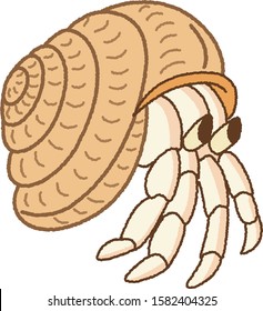 A simple illustration of a cute hermit crab