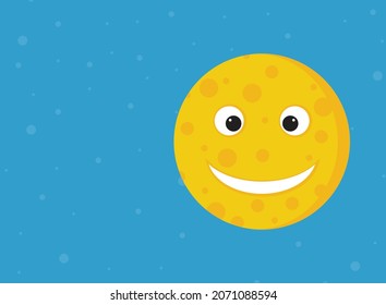 Simple illustration of cute moon cartoon