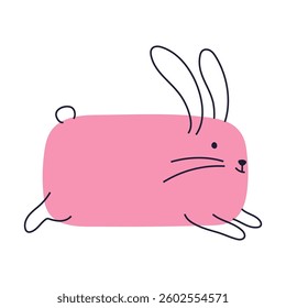 Simple illustration of a cute pink bunny. Ideal for spring and holiday designs.