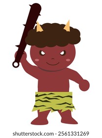 A simple illustration of a cute red demon