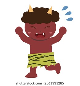 A simple illustration of a cute red demon