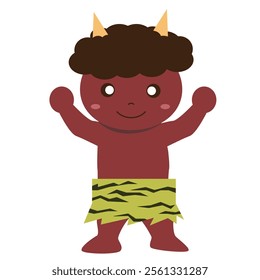 A simple illustration of a cute red demon