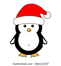 Simple illustration of cute winter penguin for Christmas holiday