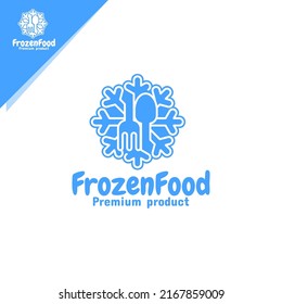 simple illustration of cutlery and ice. for frozen food logo or culinary icon