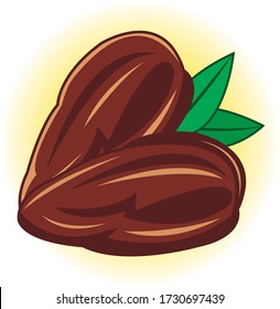 Simple illustration of date palm fruit from the middle east with a beautiful yellow gradation behind it