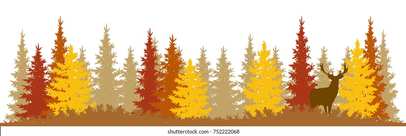 Simple illustration of a deer in a wild forest