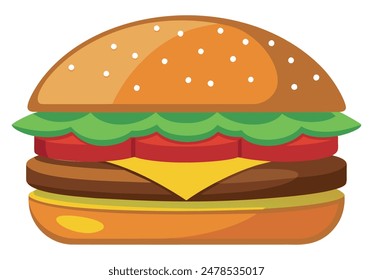 A simple illustration of a delicious hamburger. Vector illustration