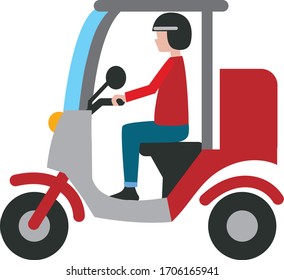 Simple illustration of delivering on a motorcycle