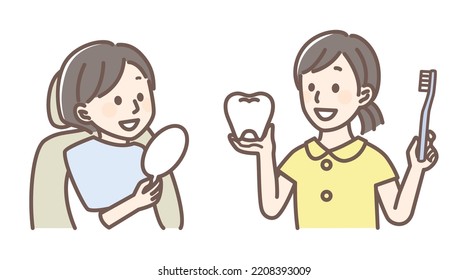 simple illustration for dentist and teeth