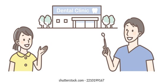 simple illustration of dentist and teeth