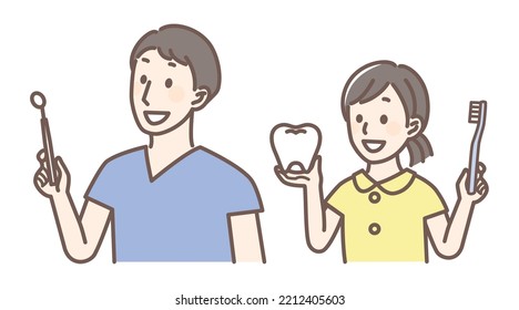 simple illustration for dentist and teeth