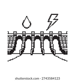 Simple illustration depicting a lightning strike and raindrop near a structure