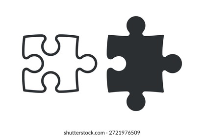 Eine einfache Illustration, die zwei Puzzleteile darstellt, eines schwarz und eines weiß, scheinbar getrennt und in Erwartung der Fertigstellung von hoher Qualität
