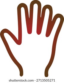 Una ilustración simple representa una mano abierta con líneas fluidas coloreadas en tonos de rojo y marrón