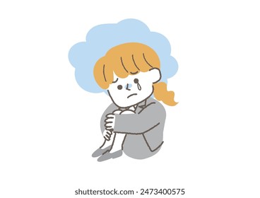 Simple illustration of a depressed businesswoman.