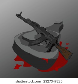 Simple illustration design of ak 47 gun
And the guitar bag as a symbol of child abuse victims of bullying, especially in western countries