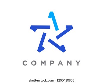 Simple illustration design number 1 shaped like a star.