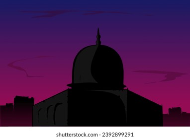 Simple illustration design for one of the historic buildings in jerusalem 
With a twilight sky as a background, for your illustration

