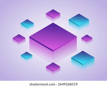 Simple Illustration Design Of Some Square Shapes With Purple And Blue Gradient Colors