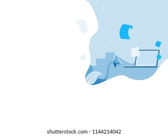 simple illustration design templates for office work on laptop, communication. Modern vector illustration concepts.