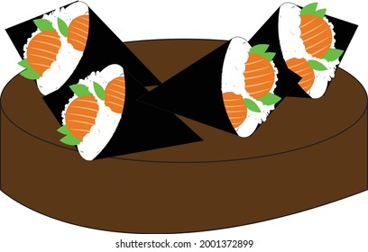 Simple illustration design of traditional japanese food set with local theme