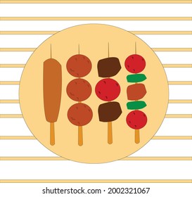 Simple illustration design of traditional japanese food set with local theme