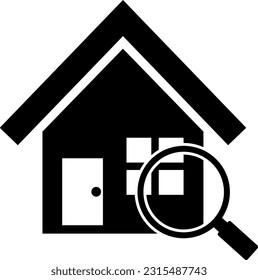 A simple illustration of a detached house and a magnifying glass