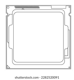 Simple illustration of Digital electronic computer CPU chip icon