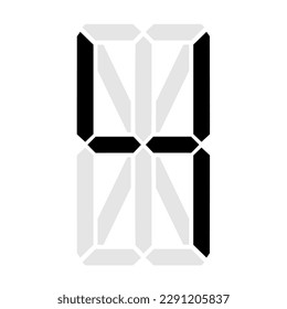 Simple illustration of digital number. Electronic figure of number four