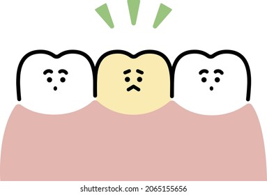 simple illustration of a discolored tooth character