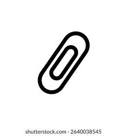 Simple illustration displays a black outlined metal paper clip on a white background at a slight angle. The drawing is sleek, modern, and minimalistic.