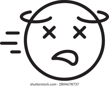 A simple illustration of a dizzy face expressing confusion and disorientation in a playful and humorous style