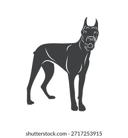 Ilustración simple de un perro dobie, Arte vectorial.