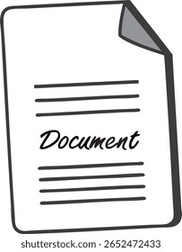 Ilustração simples de um documento com texto e linhas isolados no plano de fundo transparente	