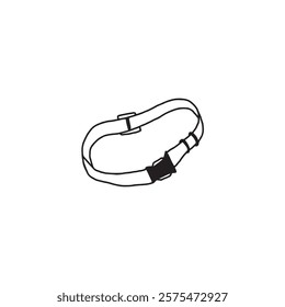 A simple illustration of a dog collar with an adjustable buckle and a sturdy clasp. Perfect for pet-related projects, designs, and branding.