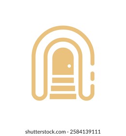 Simple illustration of a doorway with three steps icon
