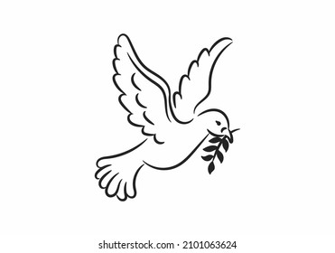 simple illustration dove black and white