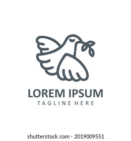 Simple Illustration of Dove Carrying Olive Leaf. Can be Used for Logo or Graphic Element