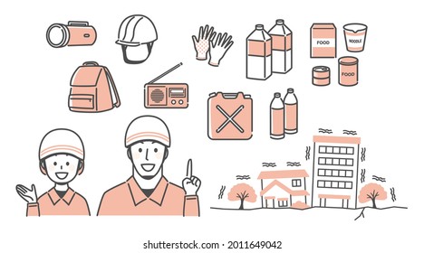 simple illustration of earthquake and people