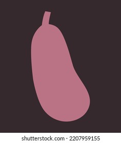 Simple illustration of eggplant. Flat vector clip art with fresh veggie. Isolated element in doodle style.