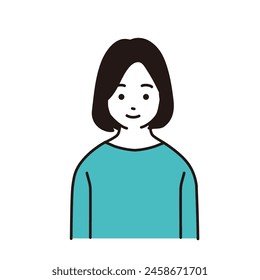 Simple illustration of an elementary school girl, upper body facing forward